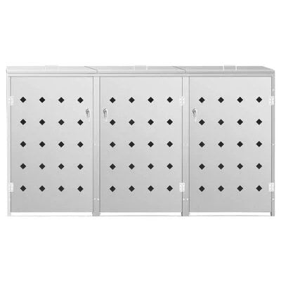 vidaXL Triple Wheelie Bin Shed 63.4 gal Stainless