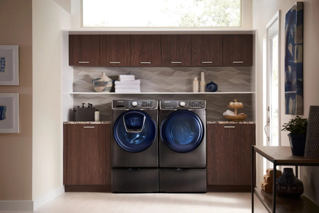 Samsung – 4.5 Cu. Ft. High Efficiency Stackable Front Load Washer with Steam and AddWash – Black stainless steel