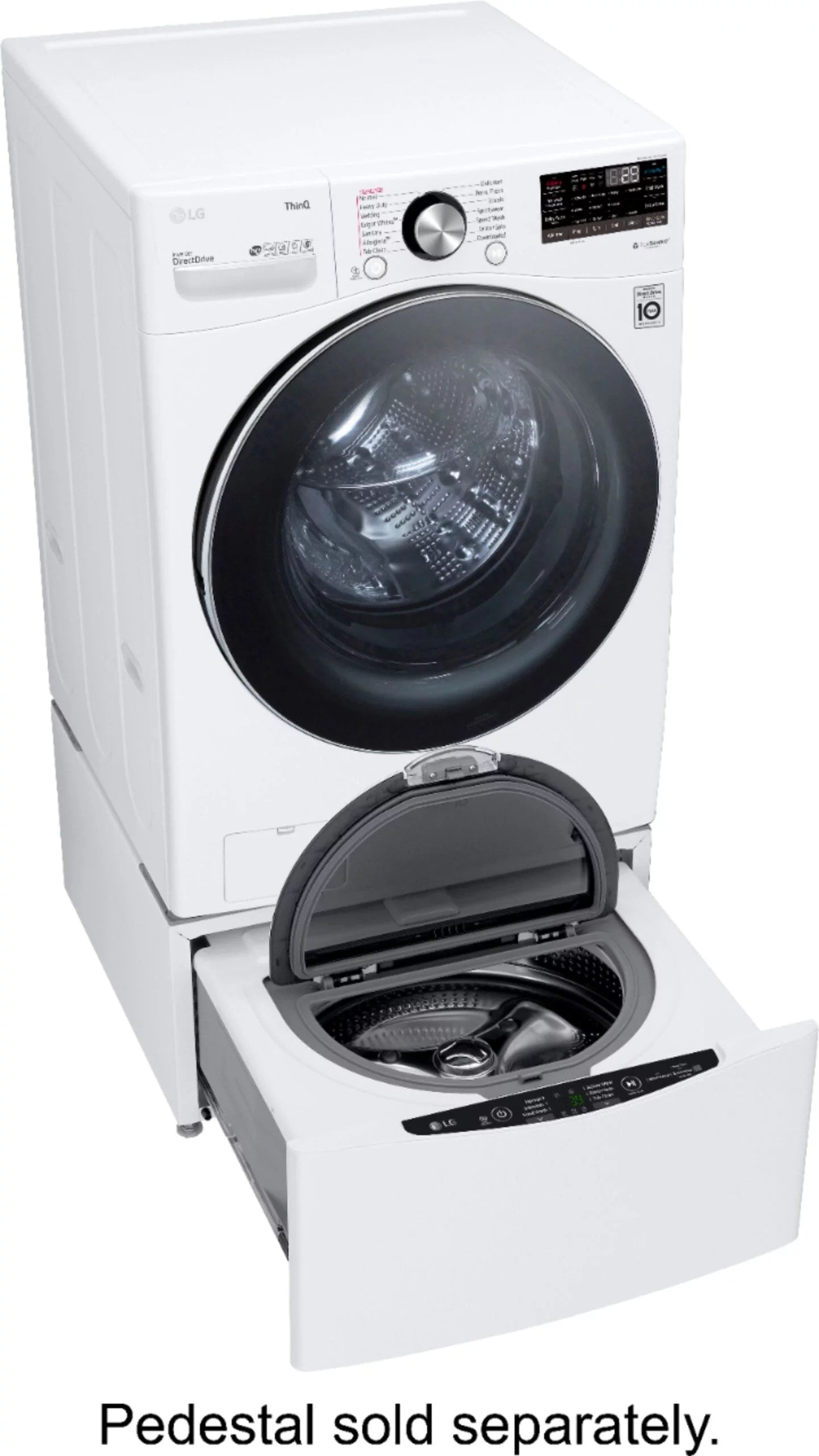 LG – 5.0 Cu. Ft. High-Efficiency Stackable Smart Front Load Washer with Steam and Built-In Intelligence – White