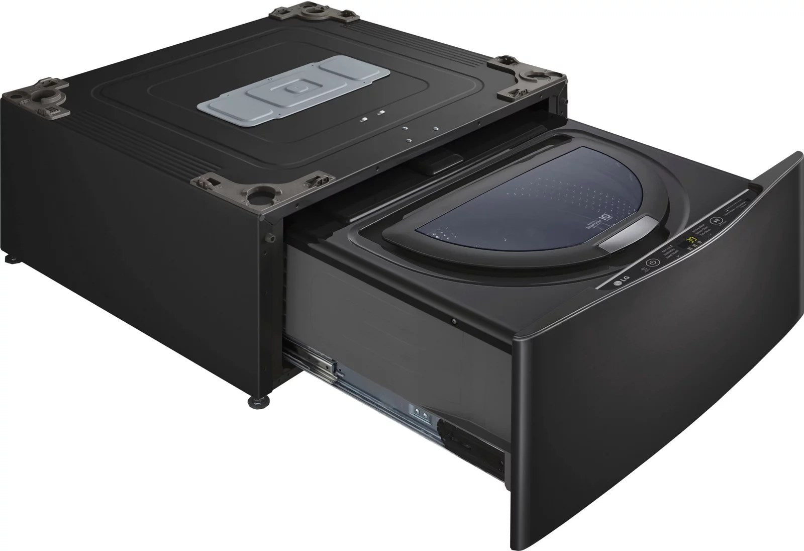 LG – SideKick 1.0 Cu. Ft. High-Efficiency Smart Top Load Pedestal Washer with 3-Motion Technology – Black steel