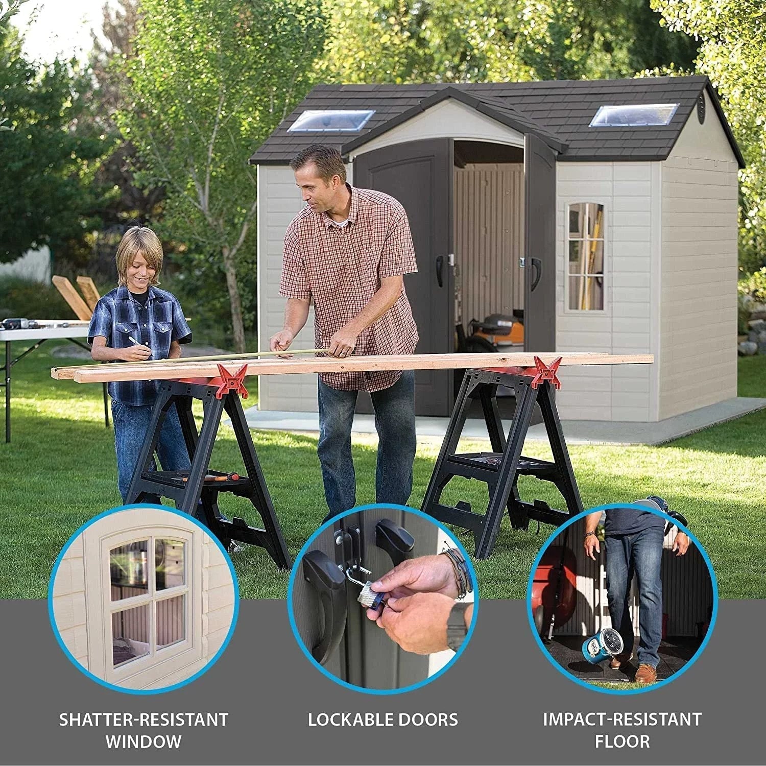 Lifetime 10′ x 8′ Outdoor Storage Shed with Carriage Doors Foundation and Installation Included.