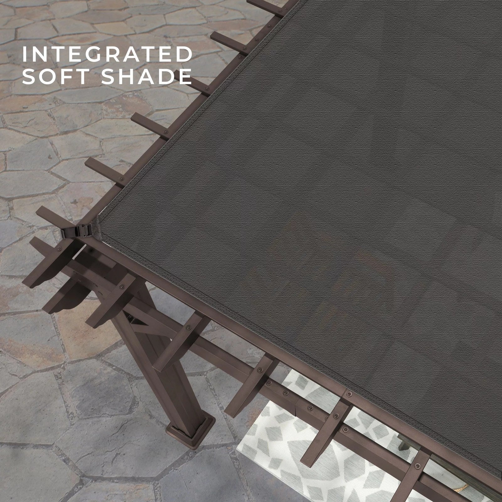 14×10 Ashford Traditional Steel Pergola With Sail Shade Soft Canopy
