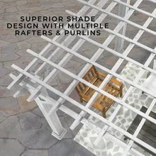 12x10 hawthorne traditional steel pergola with sail shade soft canopy