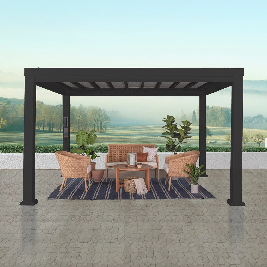 12×10 Trenton Modern Steel Pergola With Sail Shade Soft Canopy