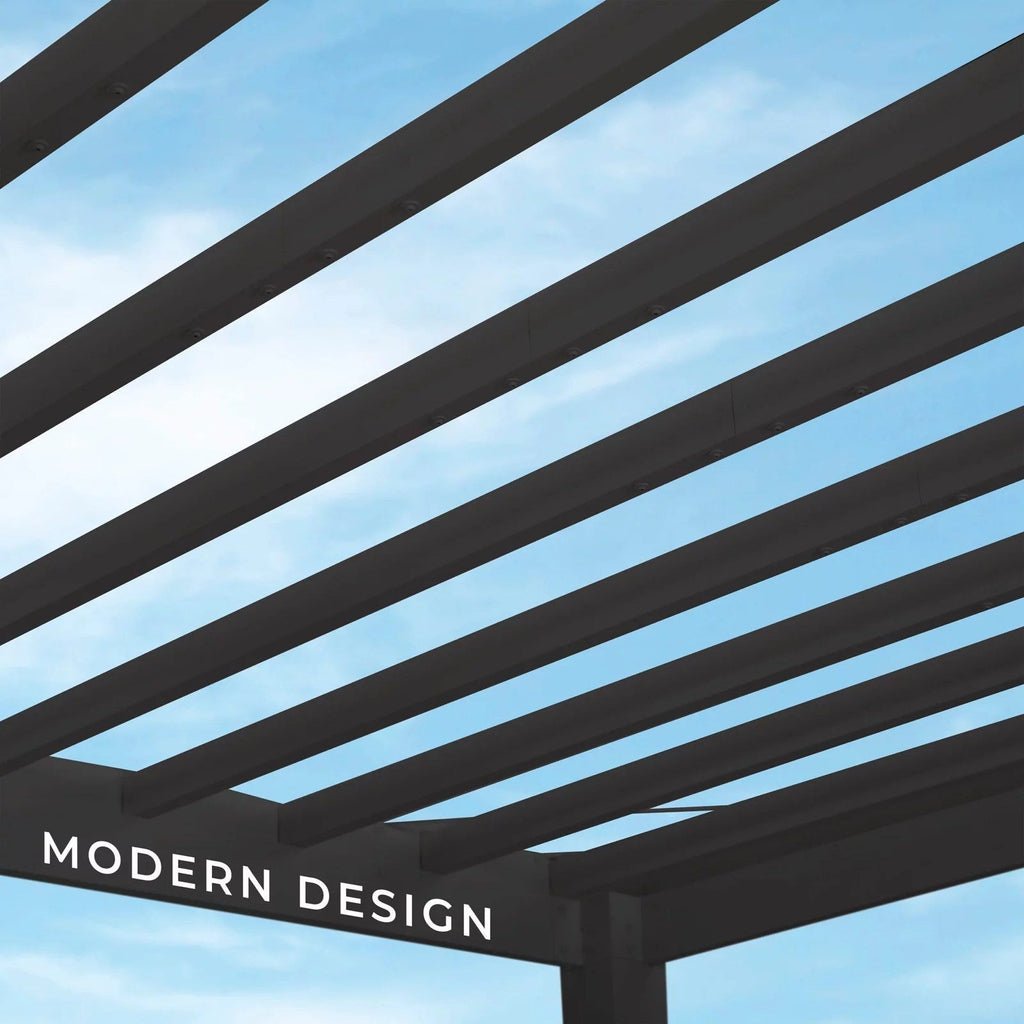 12×10 Trenton Modern Steel Pergola With Sail Shade Soft Canopy