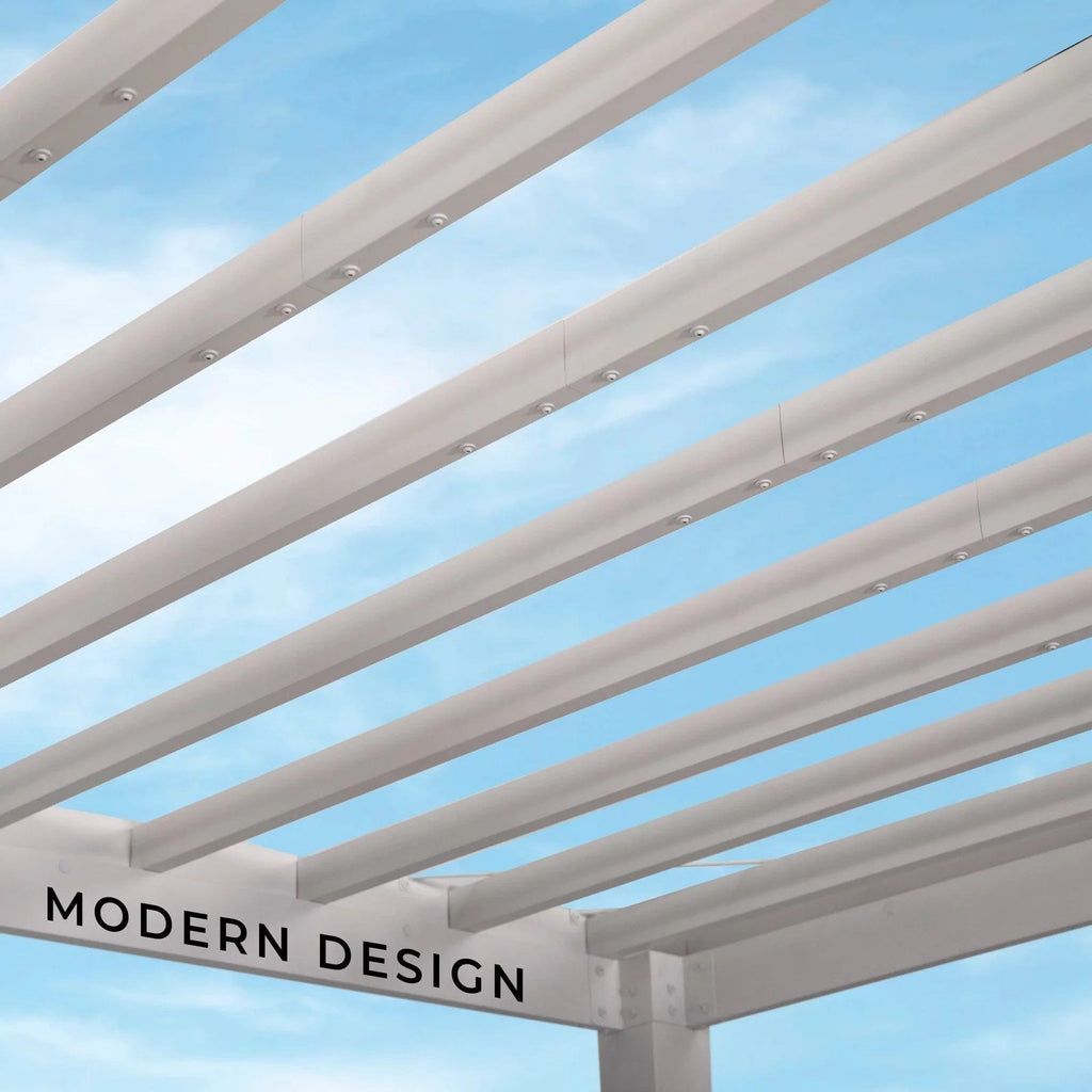 12×10 Windham Modern Steel Pergola With Sail Shade Soft Canopy