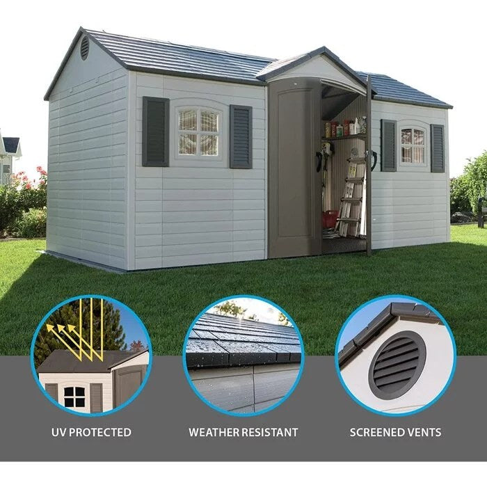 Side Entry 15 ft. W x 8 ft. D Plastic Storage Shed